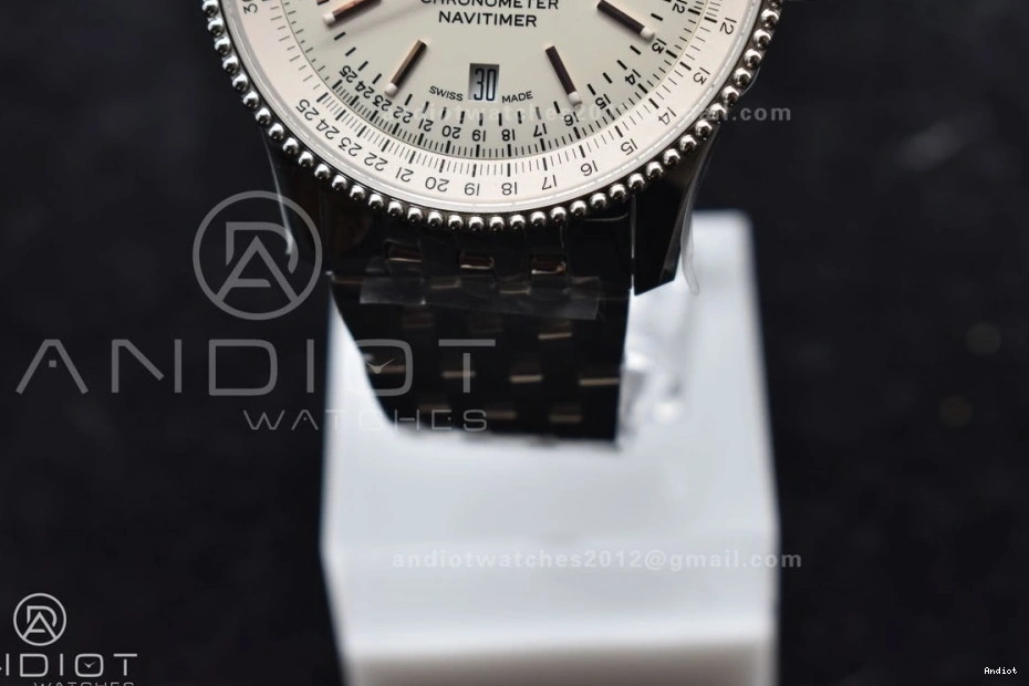 Navitimer SS Bracelet RG Edition 1 on A2824 White 1:1 Best SS Bezel Dial V7F 0109